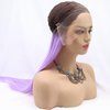 Yinuozhogntian Long Blonde/Black/Pink Ombre Wigs for women Synthetic lace front wigs (Brown Ombre Purple)