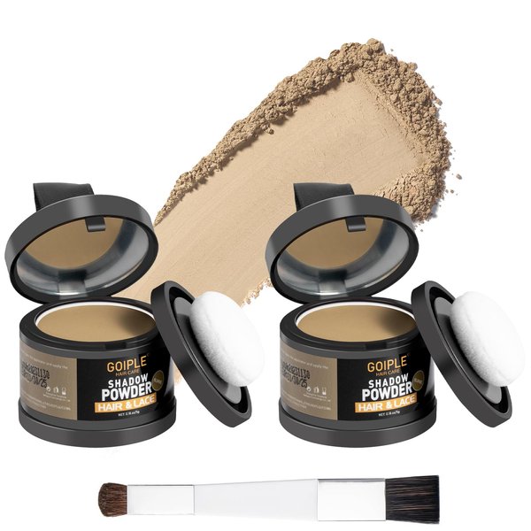 Root Cover Up Powder Hairline Powder for Women Root Touch Up Powder for Bald Spots, Eyebrows, Beard Line, Light-Blonde Hair Fibers for Thinning Hair Shadow Powder 2 Pack (Blonde)