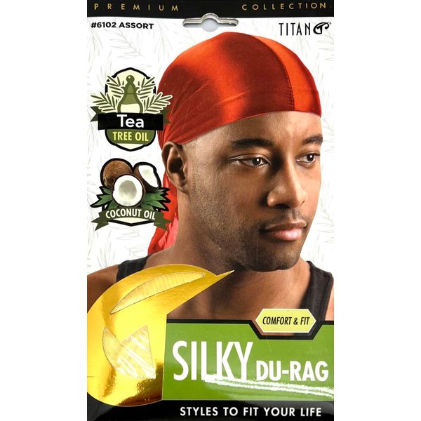 Titan Silky Durag with Long Tail Silk Doo Rags for Men Tea Tree, Coconut Oil Satin Durag Headband Durag Men Black Bandanas for Hip Hop Rapper Man Gifts Fashion Headband YELLOW Color