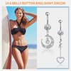 Qinzave 14G Belly Button Ring for Women Girls Surgical Stainless Steel Belly Button Piercing,CZ Dangle Belly Piercing Jewelry