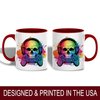 Skull Gamer Design Ceramic Mug, 11oz Coffee Cup with Colorful Headphones and Gaming Controller Theme, Fun Gift for Video Game Lovers, Unique Reusable Eco-Friendly Mug for Hot Beverages, Tea, Milk