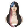 Salaibs Black Pink Long Straight Wigs for Women with Bangs Natural Synthetic Heat Resistant Fiber Colourful Hair for Halloween Cospaly Wig(3 colors)