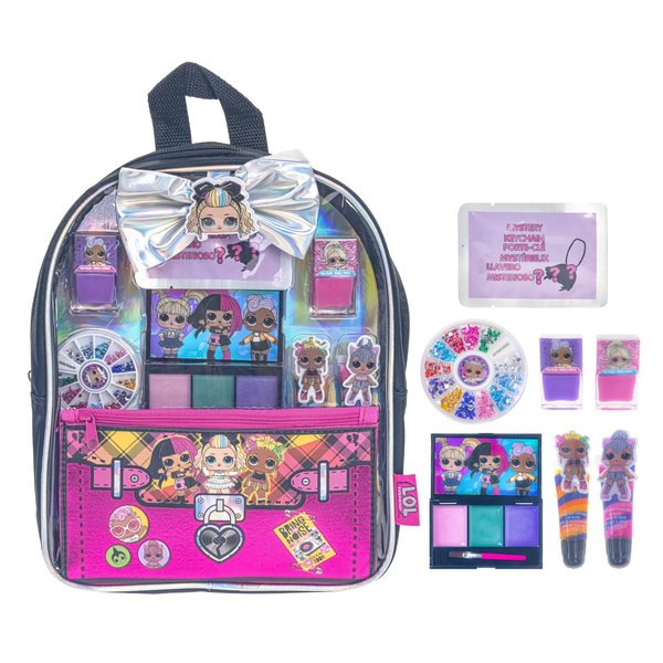 Townley Girl L.O.L. Surprise Backpack Beauty Set for Kids - 11-Piece Makeup Kit Perfect for Parties, Sleepovers, and Makeovers, Ages 3 and Up