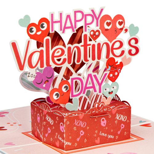 Paper Love Happy Valentines Day Card, 3D Handcrafted Pop Up Valentine's Cards - 100% Recycled and Eco-Friendly, 5" x 7" Cover - Includes Envelope and Note Tag, Frndly