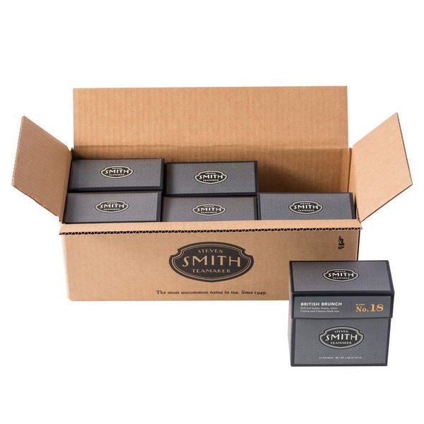 Smith Teamaker | British Brunch No. 18 - Assam, Ceylon & China Black Tea | Sugar-Free, Non-GMO, Plant Based Caffeinated Full Leaf English Breakfast Black Tea (90 Sachets, 6 Packs of 15)