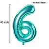 40 Inch Teal Blue Jumbo Digital Number Balloons 6 Huge Giant Balloons Foil Mylar Balloons for Baby Shower Party Ocean Mermaid Theme Birthday Decor Supplies