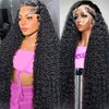 WENONE 13x6 Deep Wave Lace Front Wigs Human Hair 180 Density HD Full Lace Frontal Wigs Pre Plucked Bleached Knots Curly Human Hair Wig with Baby Hair 28 Inch Wigs for Black Women