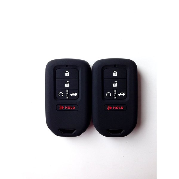 Autobase Silicone Key Fob Cover for Honda Accord Civic CR-V CRV Pilot Passport Insight EX EX-L Touring | Car Accessory | Key Protection Case - 2 Pcs (Black)