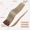 Hetto Blonde Ponytail Extensions Human Hair Ponytail Extensions #18 Ash Blonde Highlight #613 Bleach Blonde Pony Tails Hair Extensions Human Hair 12 Inch 70g