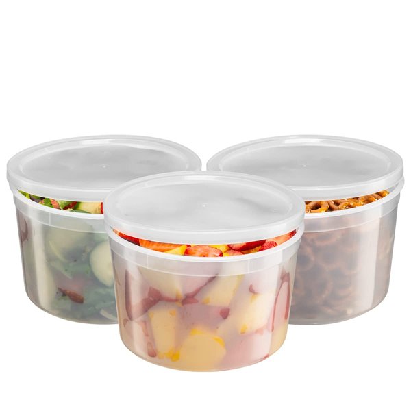 Comfy Package, (12 Sets 64 oz. Disposable Plastic Food Storage Deli Containers With Lids, Ice Cream Bucket & Soup Pail