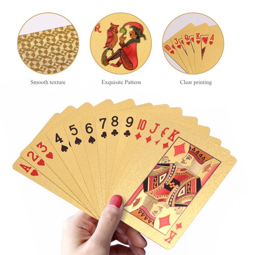 ACELION Waterproof Playing Cards, Plastic Playing Cards, Deck of Cards (Gold Diamond Cards)