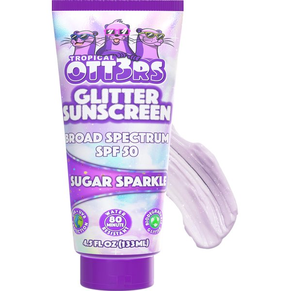 Glitter Sunscreen SPF 50 Lotion 4.5oz - Sparkle Sunscreen - Shimmer Sunscreen - Colored Sunscreen for Kids & Women - UVA/UVB Sunshine Protection + 80 Min Water Resistant - (Scented) (USA Made)