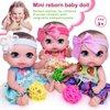 Beem Jun 6" Cute Small Baby Doll Newborn Baby All Vinyl Reborn Baby Dolls for Girls Swivel Mini Dolls 16 cm Crying Baby DIY Toys for Ages 3+(Pink)