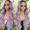 QD-Tizer Curly Purple Synthetic Lace Front Wigs for Women Omber Light Purple Body Wavy Long Hair Wig Pre-plucked Wear And Go Loose Curly Glueless Lace Front Wigs