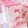 WQURC Lovely Girls Receiving Storage Cabinets Box Room Desktop Makeup Organizer With Three-tier Desk Receiving Drawers N Pink Bowknot,Plastic