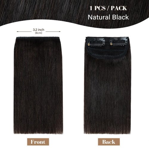 S-noilite Short Hair Extensions Clip in Human Hair 2PCS 2 Clips Clip in Hairpieces Remy Hair For Women with Short Hair Adding Hair Volume 8 Inch Natural Black
