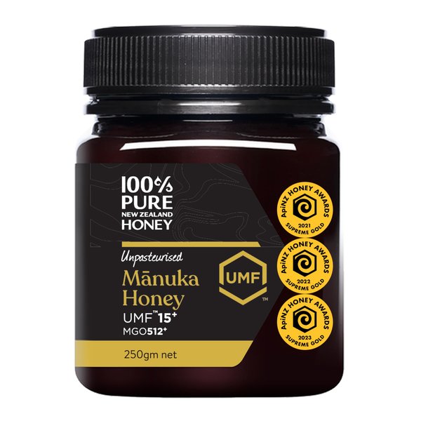 Manuka Honey New Zealand - Certified UMF 15+ (MGO 512+) 100% Pure New Zealand Manuka Honey, Raw Manuka Honey, 8.8 Ounce (250g) (Pack of 1)