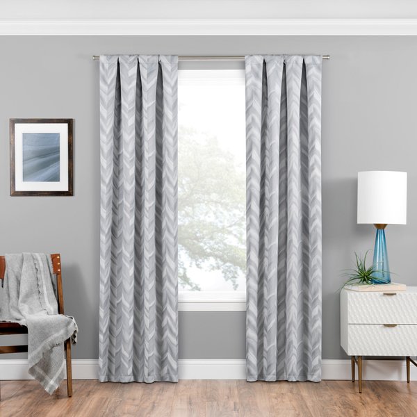 Eclipse Haley Thermal Insulated Single Panel Rod Pocket Darkening Curtains for Living Room, 37 in x 84 in, Silver