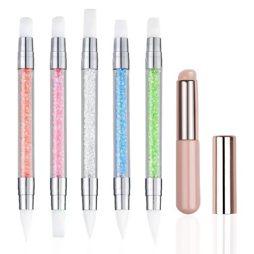 YECIRALA 6Pcs Silicone Nail Tools Ombre Nail Brush For Nails Silicone Nail Brush Ombre Gel Polish Brushes Tools Reusable Nail Art Acrylic Pen Silicone Brushes For Resin Carving Nail Art Tools
