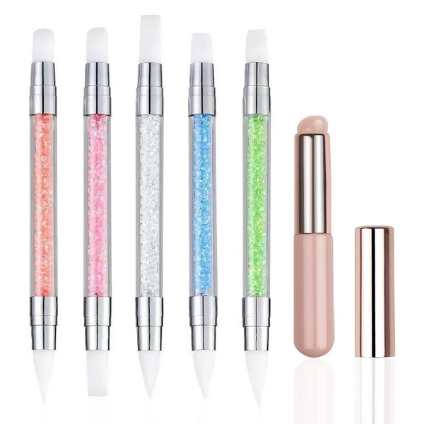 YECIRALA 6Pcs Silicone Nail Tools Ombre Nail Brush For Nails Silicone Nail Brush Ombre Gel Polish Brushes Tools Reusable Nail Art Acrylic Pen Silicone Brushes For Resin Carving Nail Art Tools