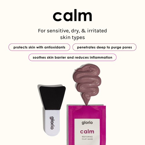 Glorio Calm Aloe Clay Masks (3.2 oz with Applicator), for Reducing Redness & Inflamed Skin, Face Mask Skin Care for Dry, Sensitive Skin Types, Facial Care for Men & Women, A Nice Valentines Gift