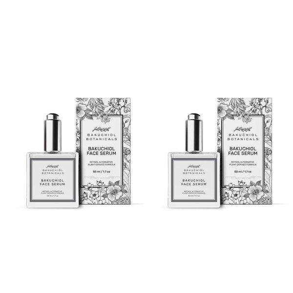 Bakuchiol Facial Serum Oil 1.7 oz (2 PACK) - Retinol Alternative - - All Natural Plant Derived Ingredients - Bakuchiol, Squalane, Vitamin C, Rose Hip Oil and Vitamin E