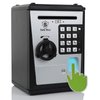 Litpggy Kids Safe Bank with Fingerprint Password Talking ATM Piggy Bank for Real Money Toy Gift for 5-14 Years Old Boys Girls (Silver/Black)