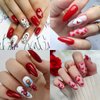 8 Sheets Valentines Nail Stickers 3D Heart Nail Art Stickers Self-Adhesive Valentine's Day Nail Decals Red Love Heart Nail Supplies Letter Simple Line Girl Nail Design Sticker for Women DIY Manicure