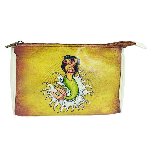 Lavishy Rockabilly Vintage Tattoo Mermaid Art Makeup Bag Pouch