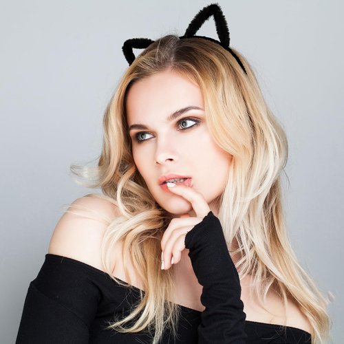 WHAVEL Cat Ears Black Cat Ears Headband Cute Fur Fox Ears Cat Headband Plush Animal Ears Headband Costume Cosplay Cat Costume Party Supplies Halloween