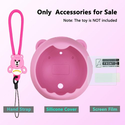 XEGIMOR Silicone Cover Case for Punirunes Interactive Digital Toy Squishy Characters Pet, Screen Protector for Punirunes Virtual Electronic Pets Accessories(Silicone Case and Lanyard) (Pink)