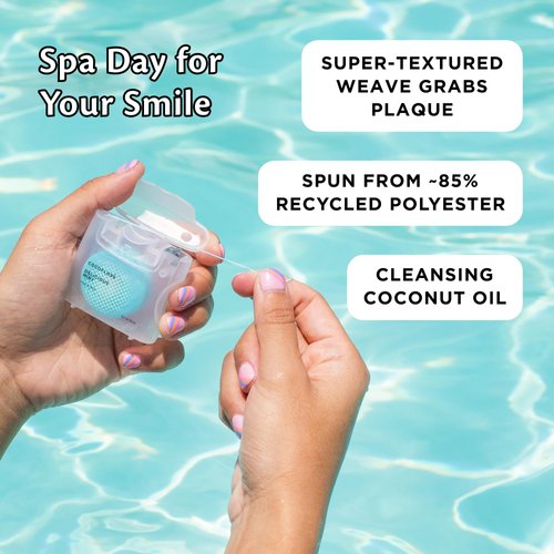 Cocofloss Woven Dental Floss, Dentist-Designed Oral Care, Mint, Waxed, Expanding, Vegan, Kid-Friendly String Floss with Coconut Oil, 3 Spools (33 yd Each)