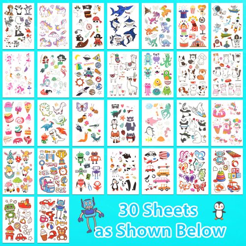 Ozepao 380 Styles (30 Sheets) Glow In The Dark Luminous Temporary Tattoos for Kids, Fake Tattoo Stickers for Boys and Girls, Party Favors Supplies, Goodie Bags Stuffers
