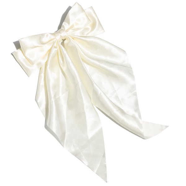 Cream Large Bows for Girls Hair Bows for Women,Long Satin Bows for Hair Bows for Girls 1 Pcs