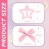 YAEISM 24PCS Pink Bow Hair Clips 3 Color Star Snap Clips Cute Mini Bow Hair Ribbon Non Slip Y2K Star Hair Barrettes for Girls Women