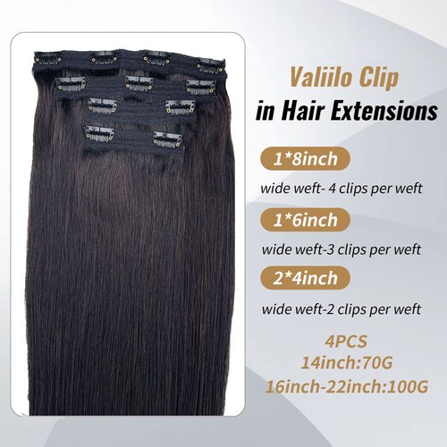 Black Hair Extensions Clip in Human Hair,4 Pieces Real Hair Extensions Clip ins Remy Human Hair Clip on Double Weft Lace Hair Extensions Full Head for White Women 18 inch 100G