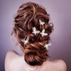 12 Pieces Butterfly Hair Pin Butterfly Hair Clips Crystal Pearl Hair Clips Bridal Wedding Hair Pins Bride Headwear Hair Accessories for Women Girls (Charming Style)