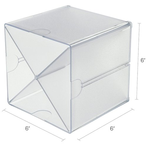 Deflecto Stackable Cube Organizers Cross Divider, Desk and Craft Organizer, Clear, Removable Dividers, 6"W x 6"H x 6"D (350201CR)