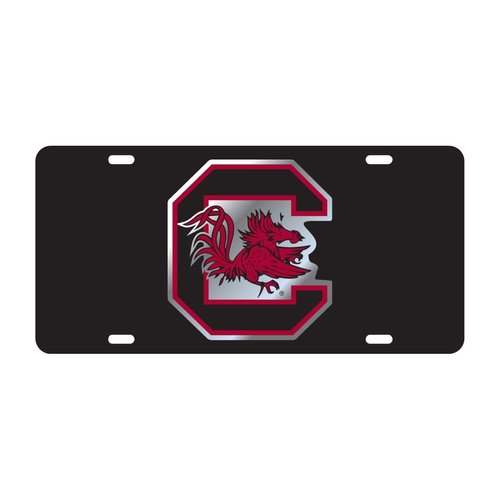 South Carolina Gamecocks Black Mirrored License Plate Tag