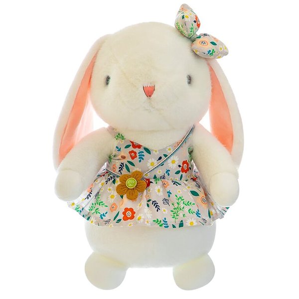 DiSiMi Soft and Cute Plush Rabbit,Small Flower Skirt Wearing Bow Rabbit Toys,Can Embrace Stuffed Animal Rabbit,Washable,Children's Girls Party Easter Birthday Home Decoration