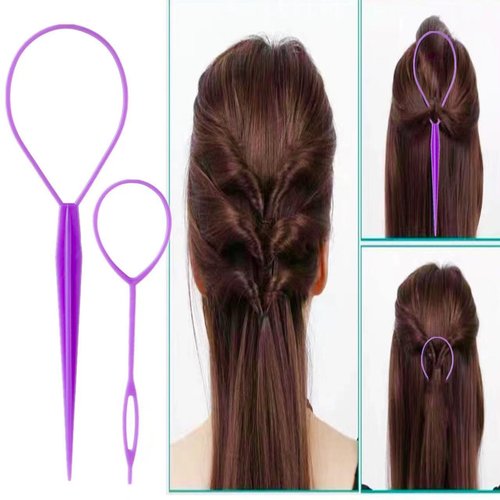 ZVOREL 8Pcs Hair Brushes Set with 4Pcs Topsy Hair Tail Tools 1Pcs Bristle Teasing Hair Brush 1Pcs Edge Control Brush 2Pcs Metal Pin Rat Tail Combs for Woman Girl Hair Styling,Edge&Back Brushing purple