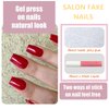 Bellelfin Coffin Press on Nails Short, 240Pcs Ballerina Red Fake Nails Kit Full Cover Acrylic Press on Nail with Glue Glossy Coffin Nails Press on False Nails for Women Girls Fingernails Artificial