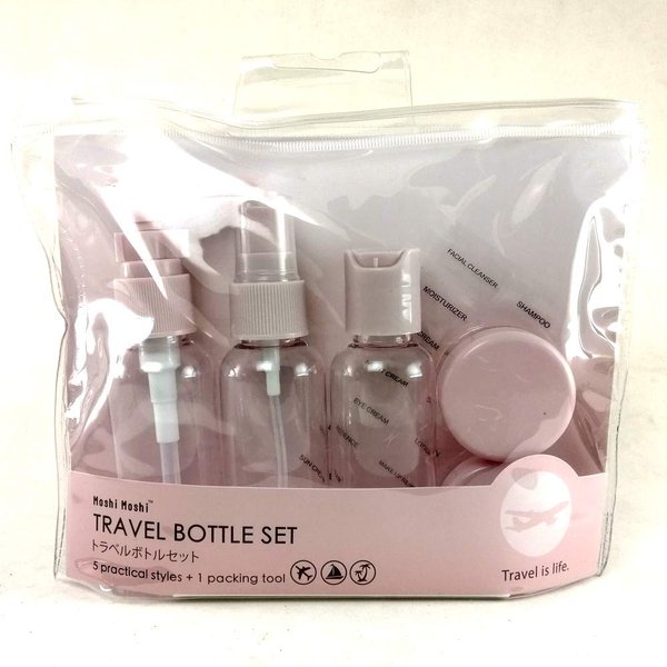 Travel Bottle Set 5 Practical Styles + 1 Packing Tool Pink Color for Conditioners Lotions Creams Handspray Body Soap Hand Soap Makeup and More