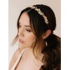 SWEETV Rhinestone Bridal Headband Gold Crystal Tiara for Women Pearl Wedding Headpieces for Bride Hair Accessories for Prom Birthday Party