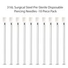 BodyJ4You 10PC Piercing Needles Surgical Steel 18G Ear Nose Tragus Tongue Nipple Eyebrow Labret