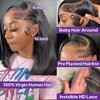 HIRIREMY Lace Front Bob Wigs Human Hair 13x4 HD Lace Glueless Bob Wig Human Hair Short Straight Frontal Bob Wigs for Black Women Human Hair Pre Plucked with Baby Hair Side Part 180% Density 14 Inch