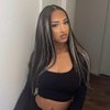 FABÉLLE Honey Blonde Highlight Lace Front Wigs 13x4x1 HD Lace Long Straight Glueless Wigs Pre Plucked Highlight Wigs Yaki Straight Synthetic Lace Front Wig 26 Inch