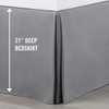 Martex Pleated Bed Skirt - Easy Fit Lightweight 100% Microfiber Dust Ruffle - Pleated Skirt for Queen Beds - Hotel Quality with 21 inch Tailored Drop - Grey Queen Bed Skirt (Queen, Grey)