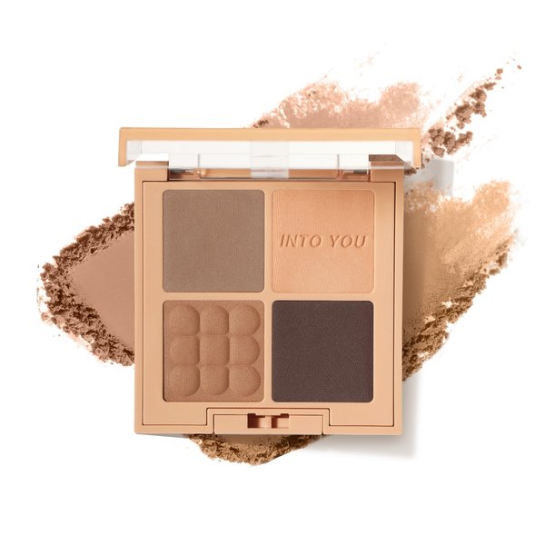 INTO YOU Nude Eyeshadow Palette, 4 Colors Matte Eye Shadow Palletes, Warm Neutral Naked Pigments, Long Lasting Professional Beauty Makeup Eyeshadow