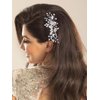 Catery Flower Bride Wedding Hair Comb Silver Rhinestones Hair Side Comb Bridal Hair Clips Hair Accessories for Women and Girls